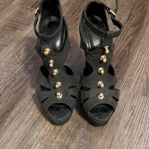 Thomas Wylde Black Leather Studded Heels Size 37